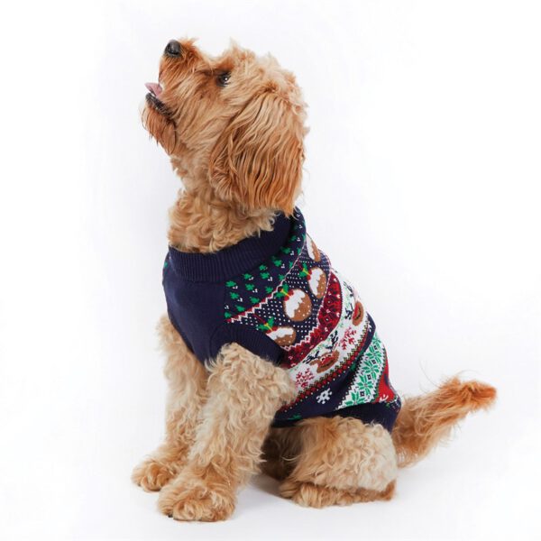 Hunde Christmas Sweater Muster blau – Bild 3