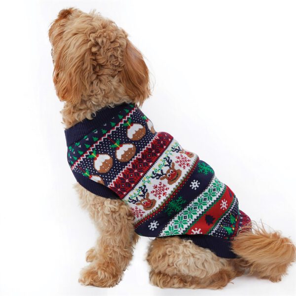 Hunde Christmas Sweater Muster blau – Bild 4